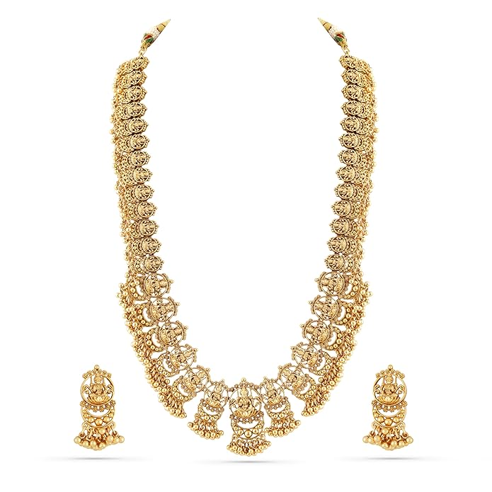 Rubans Gold Plated Temple Necklace Set Traditional Statement Jewellery Gift for Women & Girls