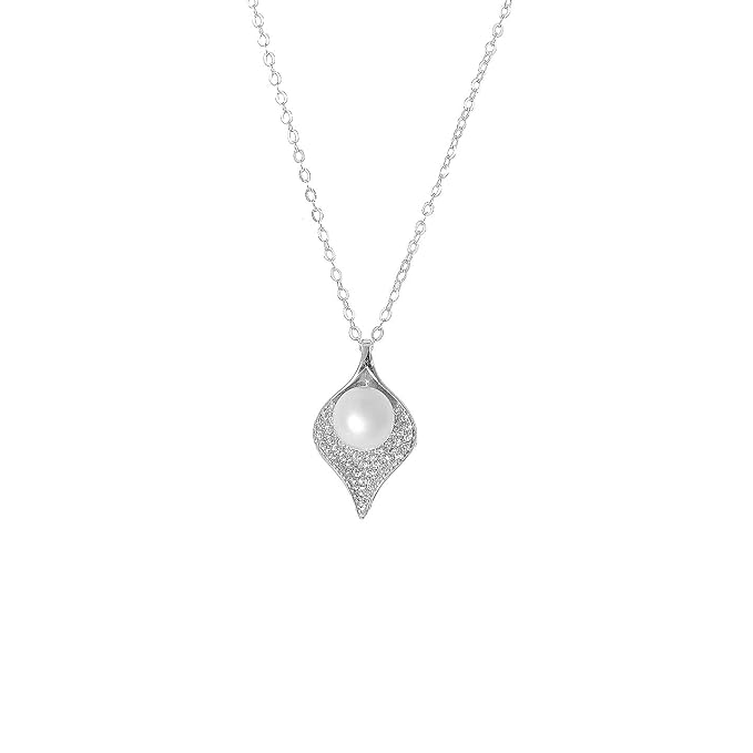GIVA 925 Silver Pearl Dew Necklace with Chain | Gift for Girlfriend Wife Women & Girls |With Certificate of Authenticity and 925 Stamp | 6 Month Warranty*