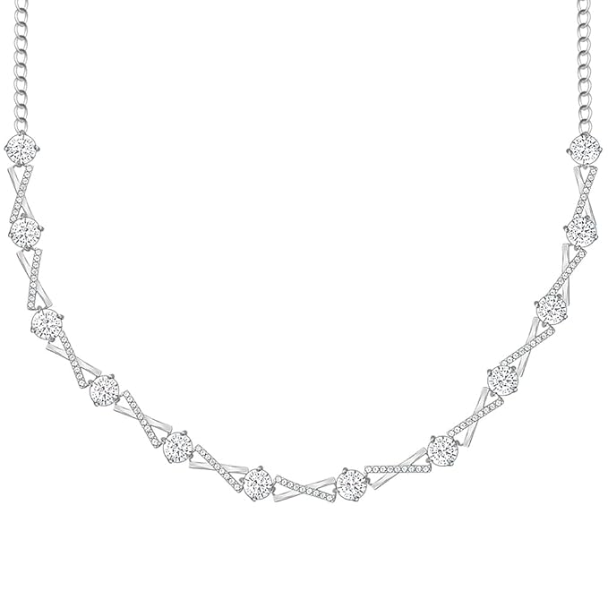 GIVA 925 Silver Zircon Excess Necklace| Necklace to Gift Women & Girls | With Certificate of Authenticity and 925 Stamp | 6 Months Warranty