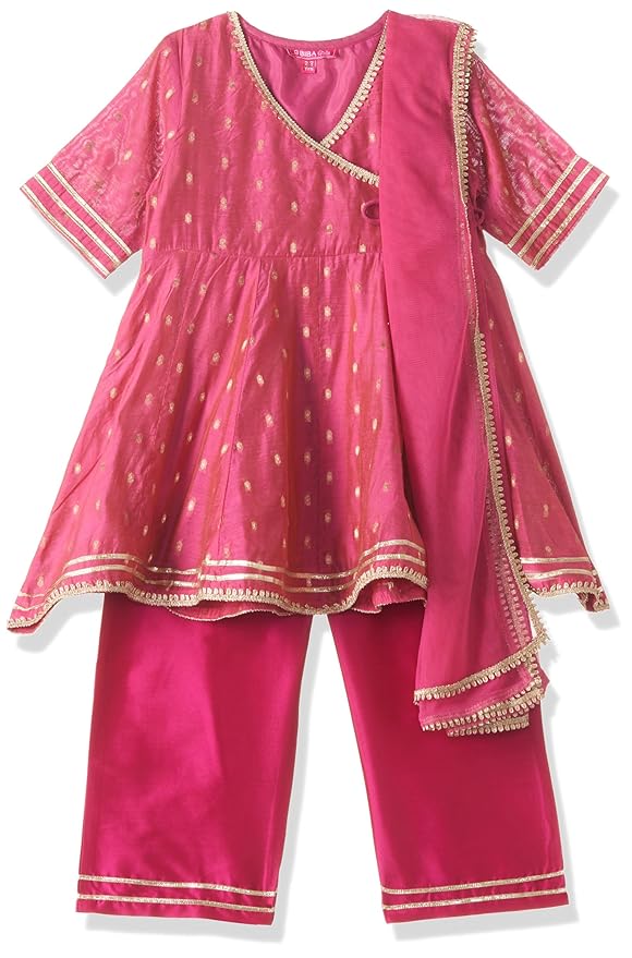 BIBA Girl Polyester A Line Dyed Suit Set