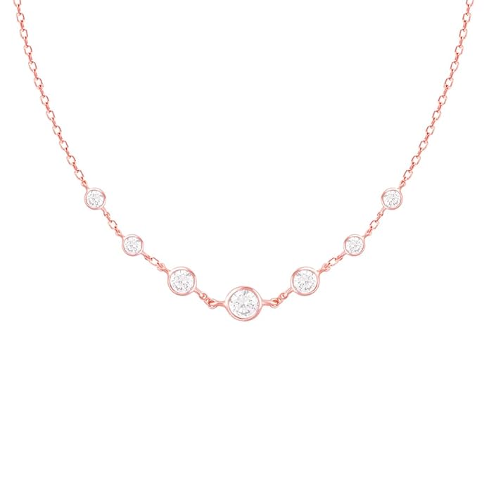 GIVA 925 Silver Rose Gold Zircon Studded Necklace | Gifts for Women & Girls