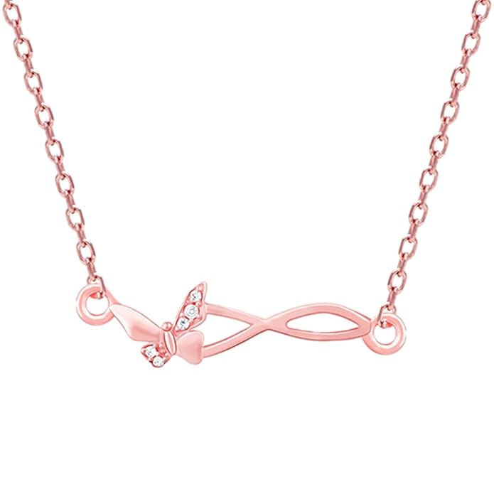 GIVA 925 Silver 18k Gold Plated Rose Gold Zircon Necklace | Gifts for Women & Girls