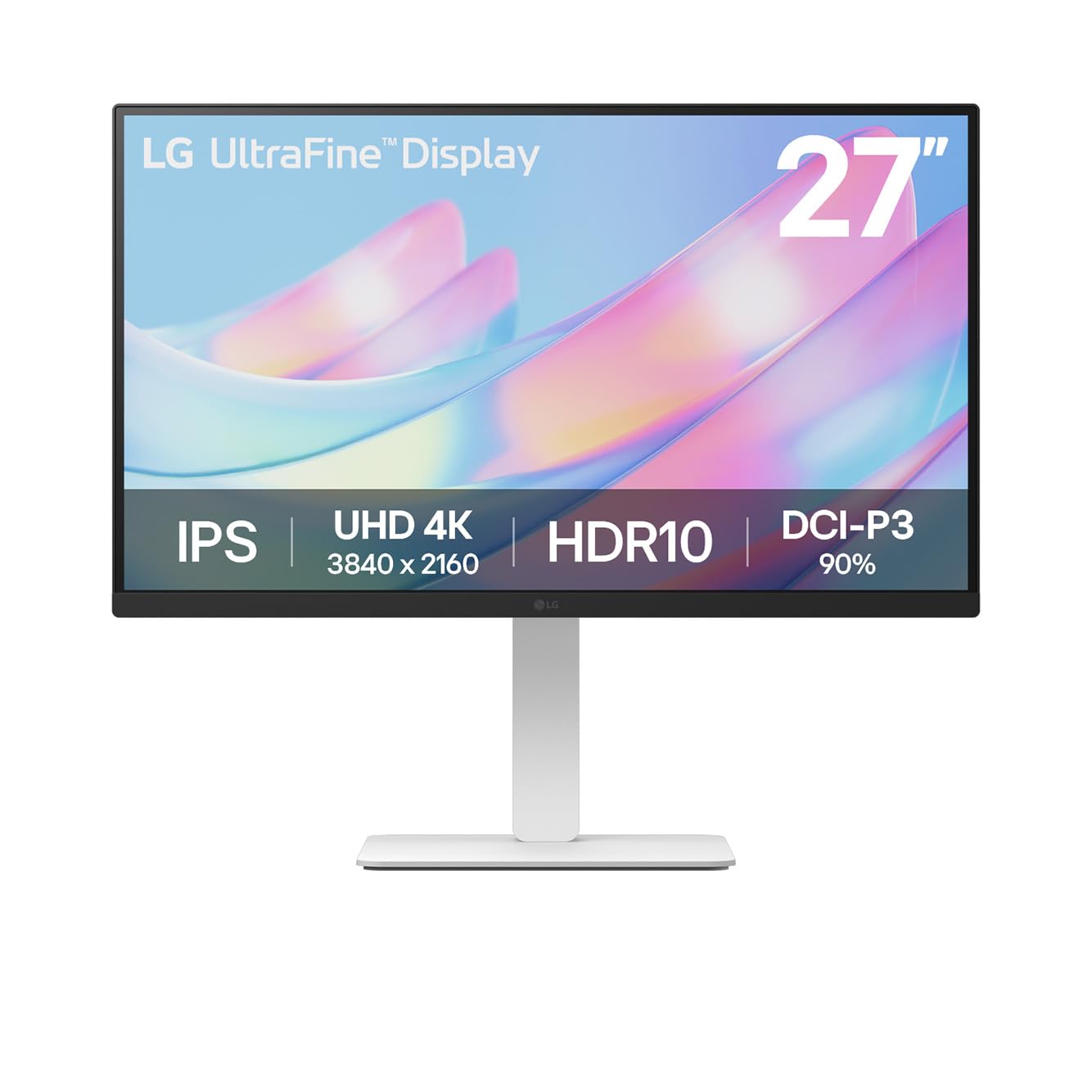 LG 27US550-W 27" 4K (3840x2160) UHD Ultrafine IPS Computer Monitor with HDR10, DCI-P3 90%, Tilt, Height, Swivel, Pivot Adjustable Stand, 3-Side Borderless Design, White