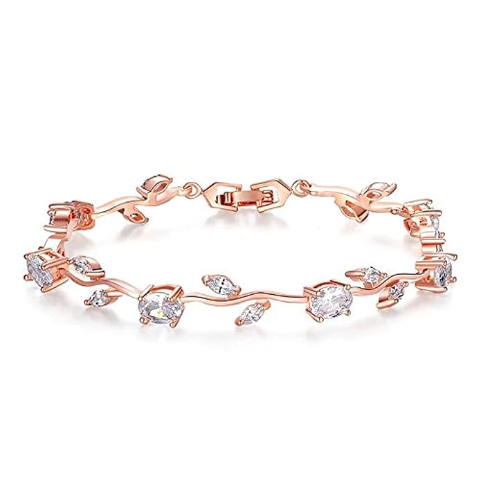 Shining Diva Fashion Trendy Stylish 18k Rose Gold Floral Tulip Bangle Bracelet for Women & Girls