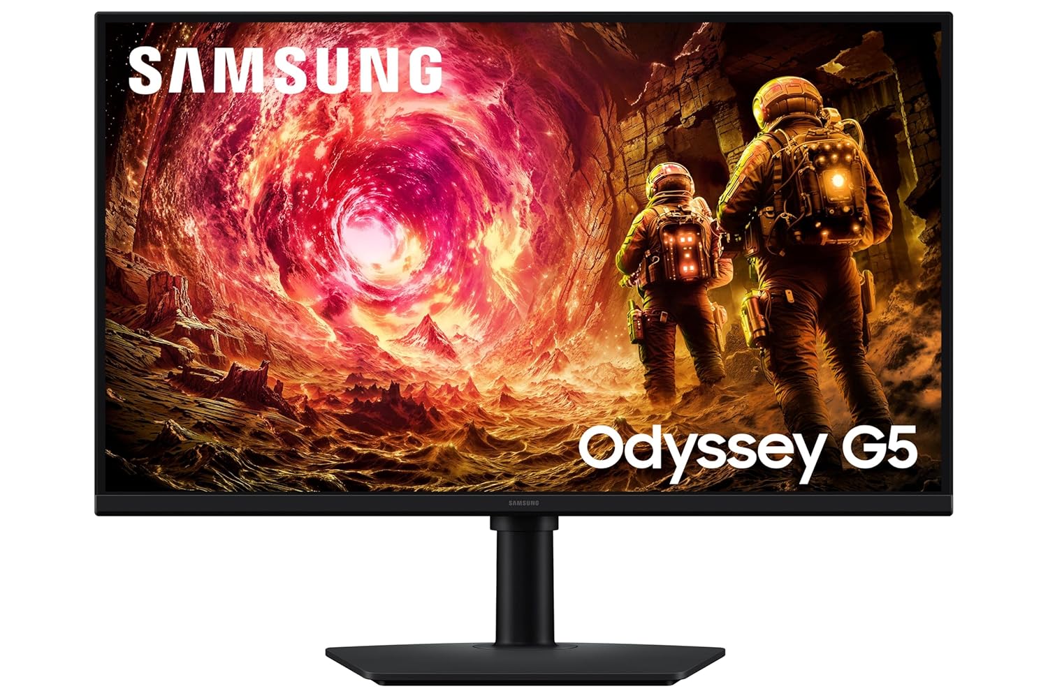 Samsung 27" Odyssey G5 Fast IPS Gaming Monitor|QHD 2560 x 1440|180 Hz|1ms|300nits|HDR10|AMD FreeSync|G-Sync|Ports-DP,HDMI,Headphone|Height-Tilt-Swivel-Pivot Adjustable Stand|LS27FG502EWXXL|Black