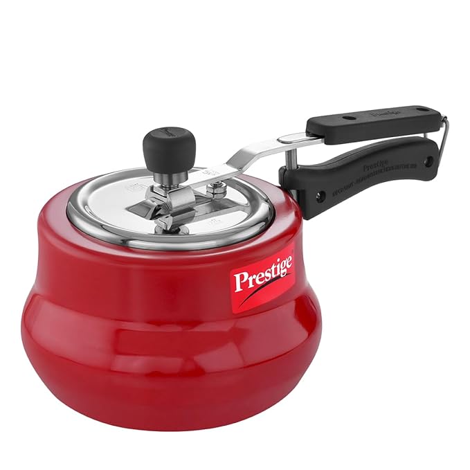 Prestige 3 Litre Aluminium Nakshatra Duo Inner Lid Pressure Cooker | Stainless Steel Lid | Handi | Deep Lid for Spillage Control | Anti-Bulge Base | Gas & Induction Compatible | Red |5Y Warranty | ISI