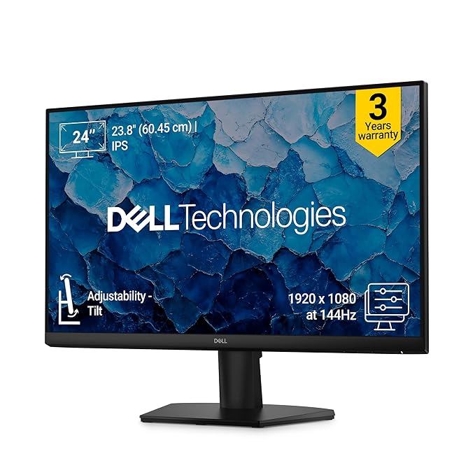 Click to see full view Dell SE2426H 23.8-Inch Full HD IPS Panel Monitor (Black) Ultra-Thin Bezels, Flicker-Free Display, Comfortview Plus, HDMI & VGA Connectivity – Sleek Design for Home & Office
