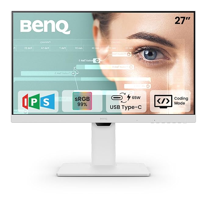 BenQ GW2786TC 27" IPS 100Hz Full HD Coding Monitor |USB-C(65W PD)| Daisy Chain| 99% sRGB| Coding Mode| Height Adjust|HDMI| DP| USB Hub| 2Wx2 Speakers| Eye Care| Noise Cancelling Microphone (White)