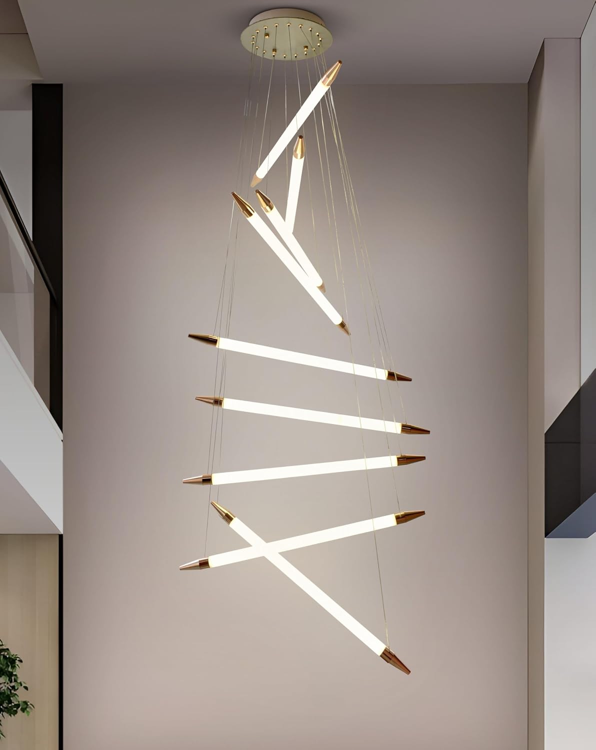 Smartway® – Verona 85W|76 Cm|Google & Alexa|Height Adjustable Double Height Modern LED Chandelier for 3 Light Mode|Living Room, Dining, Bedroom, Hall, Kitchen, Office, Cafe, Luxury Decorative Lighting