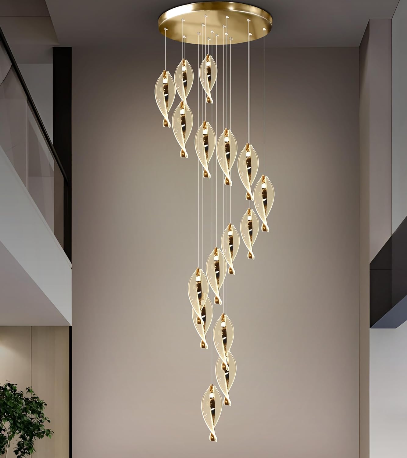 Smartway® – Frisian 120W|58 Cm|16 Hanging|Google & Alexa|Height Adjustable|3 Light Mode|Double Height Chandelier for Living Room, Dining, Bedroom, Hall, Kitchen, Office,Luxury Decorative Lighting