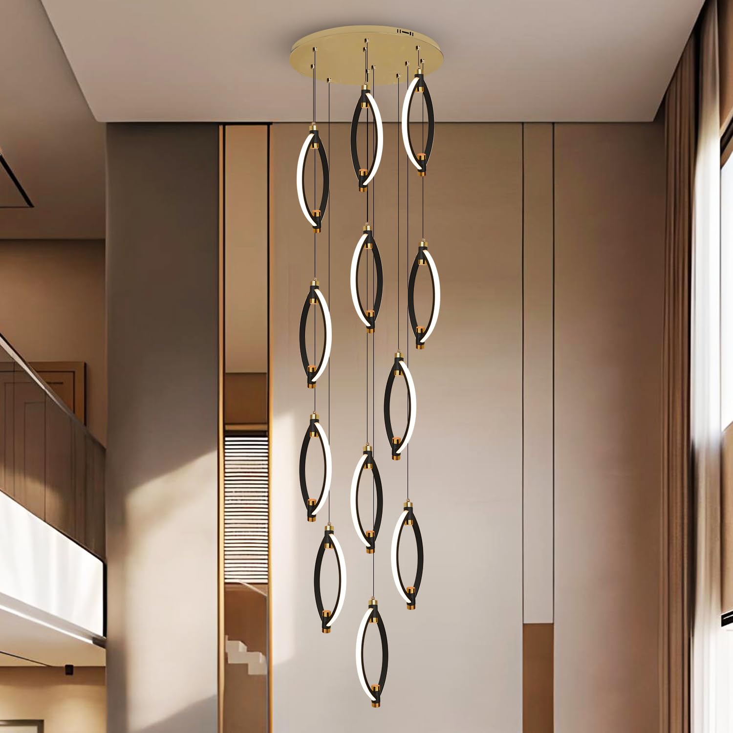 Smartway® Terry 78W Double Height LED Chandelier Light, Height Adjustable Pendant Light for Living Room, Modern Hanging Lights for Ceiling, Luxury Jhoomar for Hall, Bedroom & Dining Room