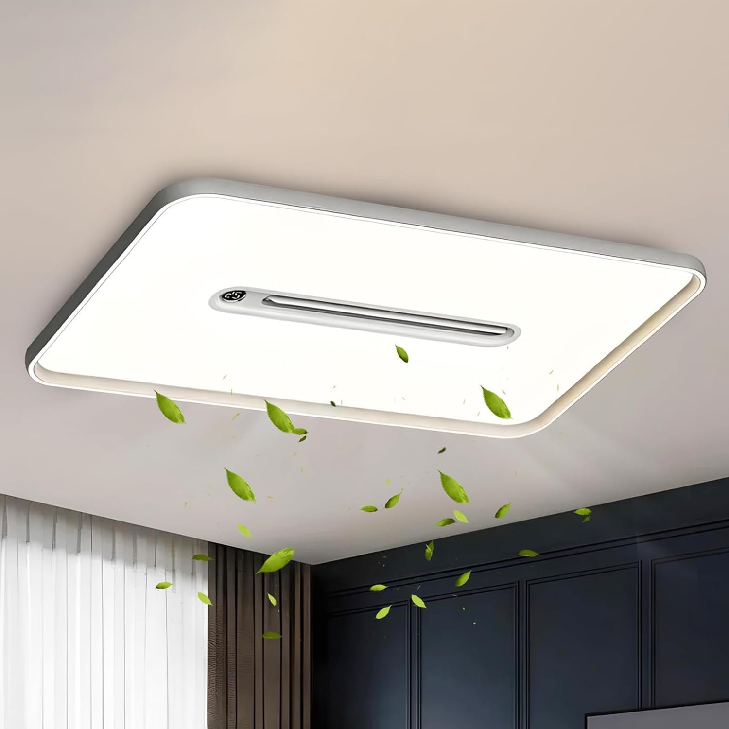 Smartway® Zeno Modern Aluminium LED Fan Chandelier with Invisible Blades | Silent High-Speed Airflow | 3-Color LED Modes | Remote Control Ceiling Light for Living Room & Bedroom | 1-Year Warranty