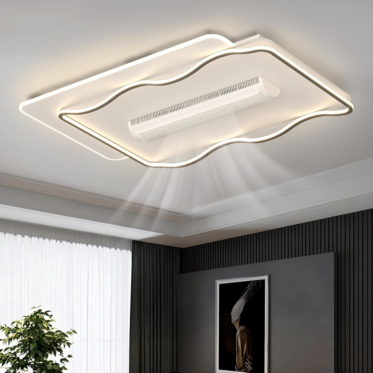 Smartway® Alonso 90W BLDC Ceiling Fan Chandelier | Auto-Rotatable Blower Fan | Noiseless Motor | 3 Color LED Light | App & Remote Control | Modern Fan Chandelier for Living Room, Bedroom & Dining