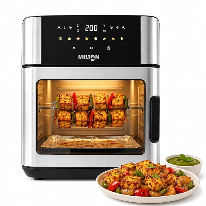 Milton Digital Air Fryer Oven 16L|1800W|360° High Speed Air Circulation|12 Preset Menus|Air Fry,Bake,Grill,Roast & Reheat|Touch Control Panel|Large Capacity Rapid Digital Air Fryer|1Yr Warranty,