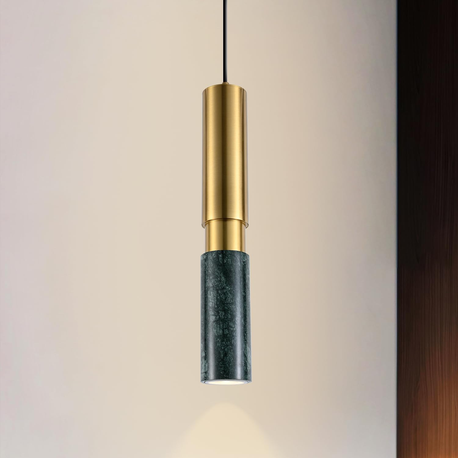 Smartway® Dreamix 9 Watt LED Pendant Light | Aluminium & Grey Marble Decorative Ceiling Lamp | Natural White Modern Lighting Fixture for Living Room, Bedroom, Dining & Office (Gold & Green)