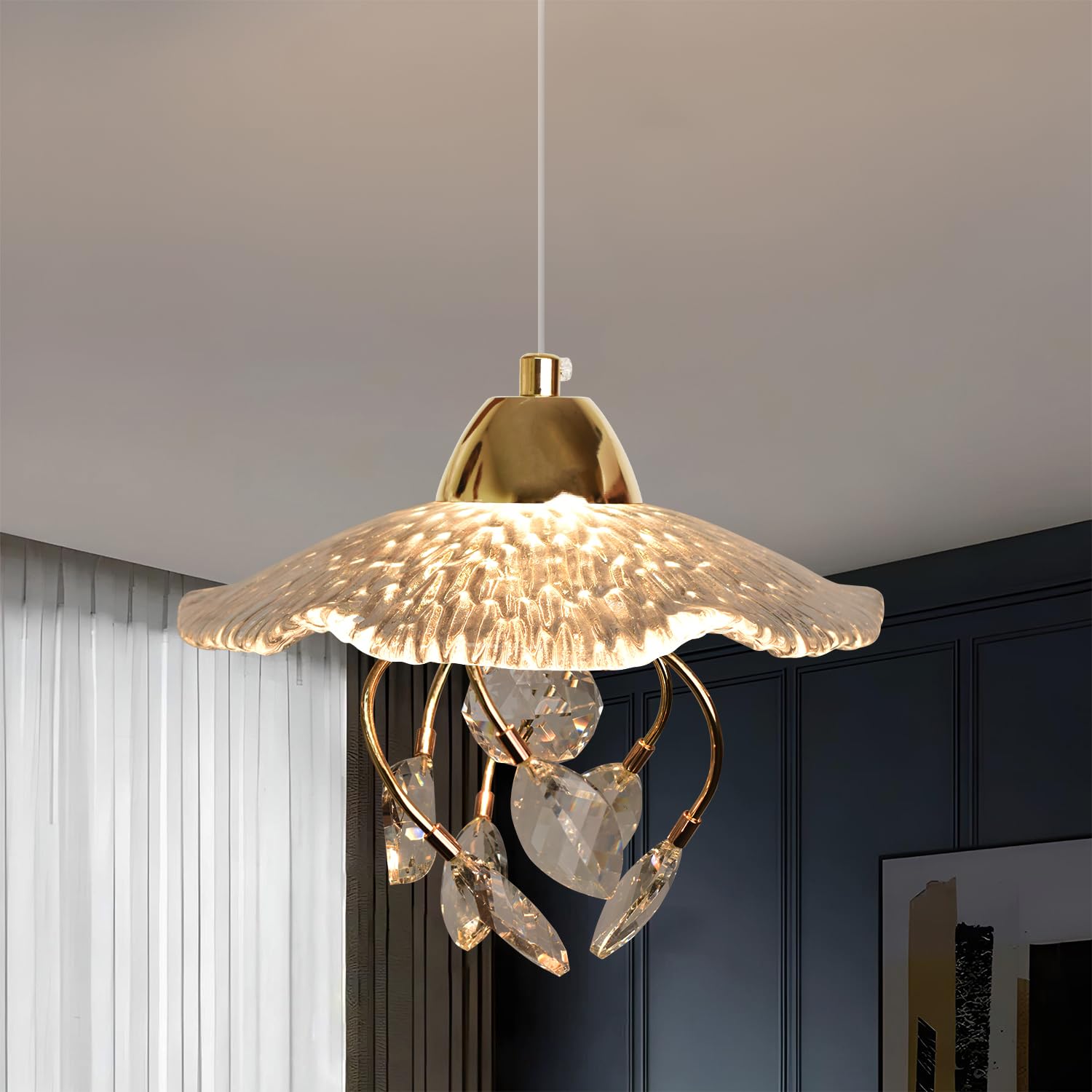 Smartway® Cova 6 Watt Modern Crystal Ring LED Pendant Light | 3 Color Ceiling Hanging Lamp | Adjustable Decorative Lighting Fixture for Living Room, Bedroom & Office Pendant Light