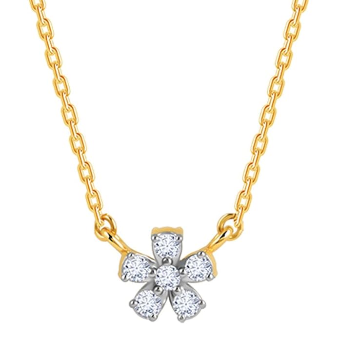 GIVA 14K Gold Flora Grace Lab Grown Diamond Necklace|With Certificate of Authenticity & BIS-Hallmarked Gold Jewellery