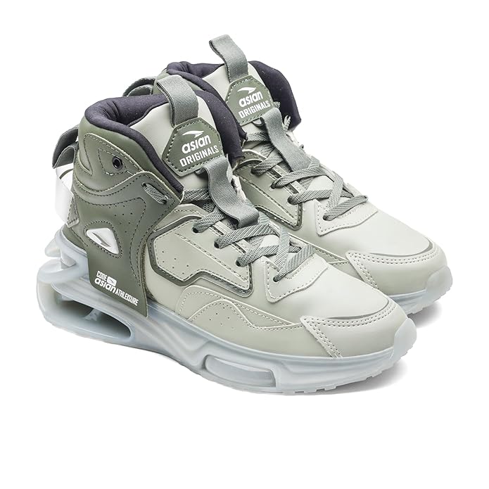ASIAN Basket-11 Men’s Mid-Top Sneakers with Full TPU Sole, Dual-Pillar Bounce Cushioning, Memory Foam Shoes, Premium Design and Arch Support for Sports