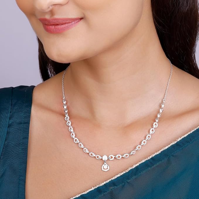 GIVA 925 Silver Glittering Hexagon Necklace| Pendant to Gift Women & Girls | With Certificate of Authenticity and 925 Stamp | 6 Months Warranty*
