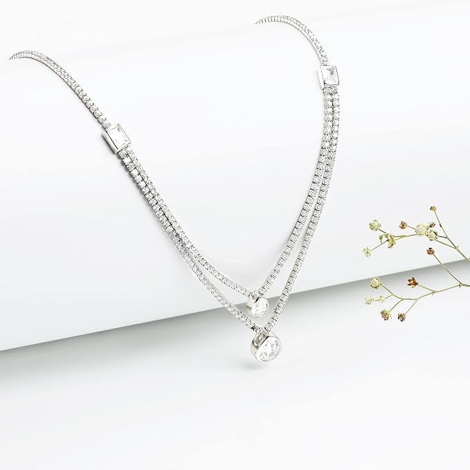 GIVA 925 Silver Silver Layered Drop Necklace| Gifts for Girlfriend,Pendant to Gift Women & Girls | With Certificate of Authenticity and 925 Stamp | 6 Month Warranty*