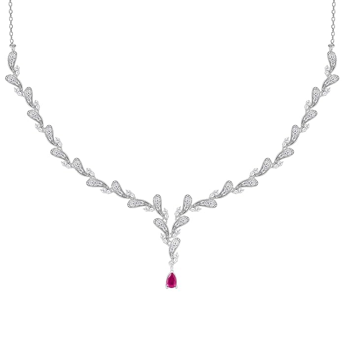 GIVA 925 Silver Ruby Detail Necklace| Pendant to Gift Women & Girls | With Certificate of Authenticity and 925 Stamp | 6 Months Warranty*