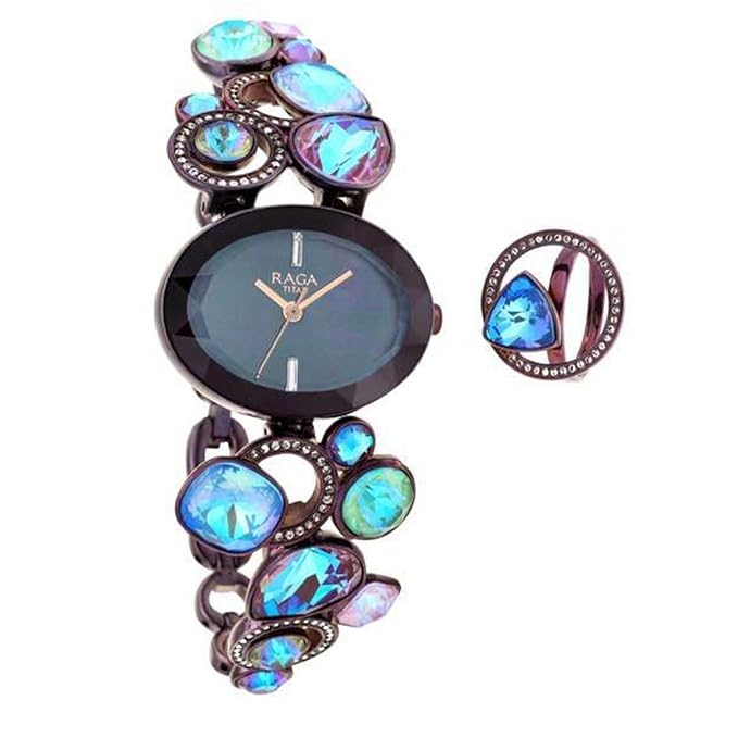 Titan Raga Moments of Joy Quartz Analog Mother of Pearl Dial Purple Metal Strap Watch for Women - NT95126QM01F