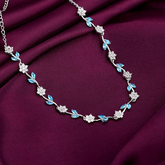 GIVA 925 Silver Bluey Floral Necklace| Necklace to Gift Women & Girls | With Certificate of Authenticity and 925 Stamp | 6 Months Warranty*