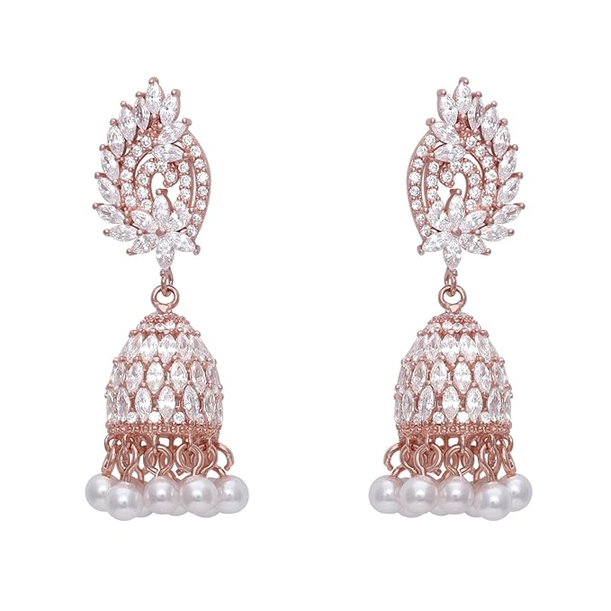 GIVA 925 Silver Rose Gold Teardrop Jhumki| Gifts for Girlfriend, Gifts for Women and Girls | With Certificate of Authenticity and 925 Stamp | 6 Month Warranty*