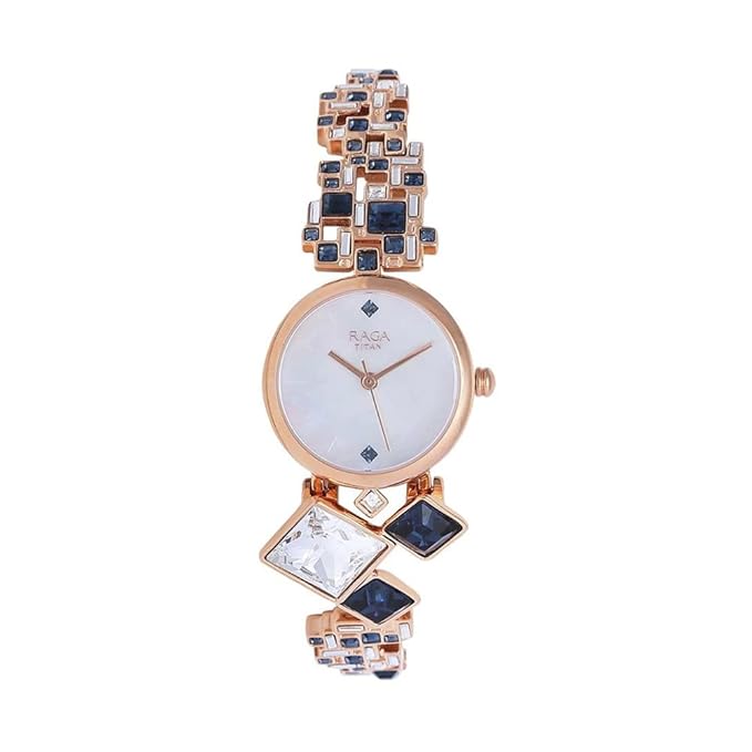 Titan Raga Cocktails Mother of Pearl Dial Analogue Metal Strap Watch for Women-NS95106WM02F