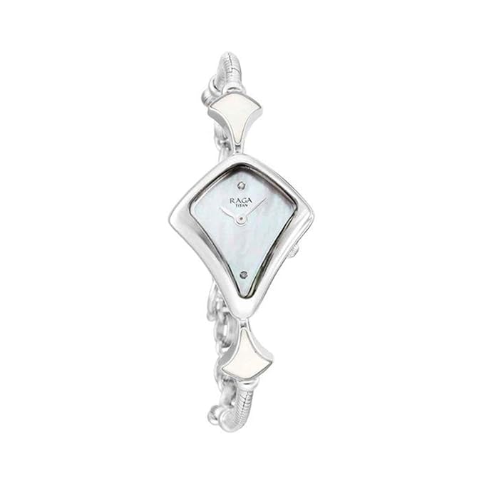 Titan Raga Silver Mother of Pearl Dial Analog Sterling Silver Strap Watch for Women-NS9897VM03
