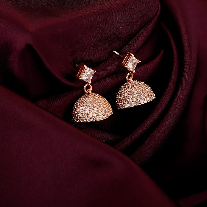 GIVA 925 Silver Rose Gold Forever Elegant Jhumki | Gifts for Girlfriend, Gifts for Women and Girls | With Certificate of Authenticity and 925 Stamp | 6 Months Warranty*