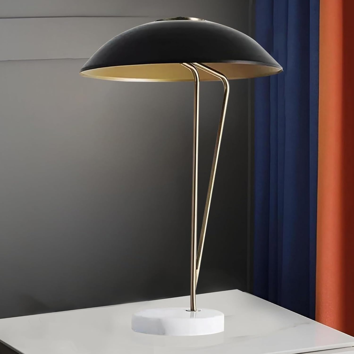 Smartway® Salish Modern LED Table Lamp with Natural Marble Base | Mushroom Desk Lamp | Luxury Study Table Lamp for Bedroom, Living Room, Bedside, Office & Home Décor | E27 3 Color LED Bulb Included