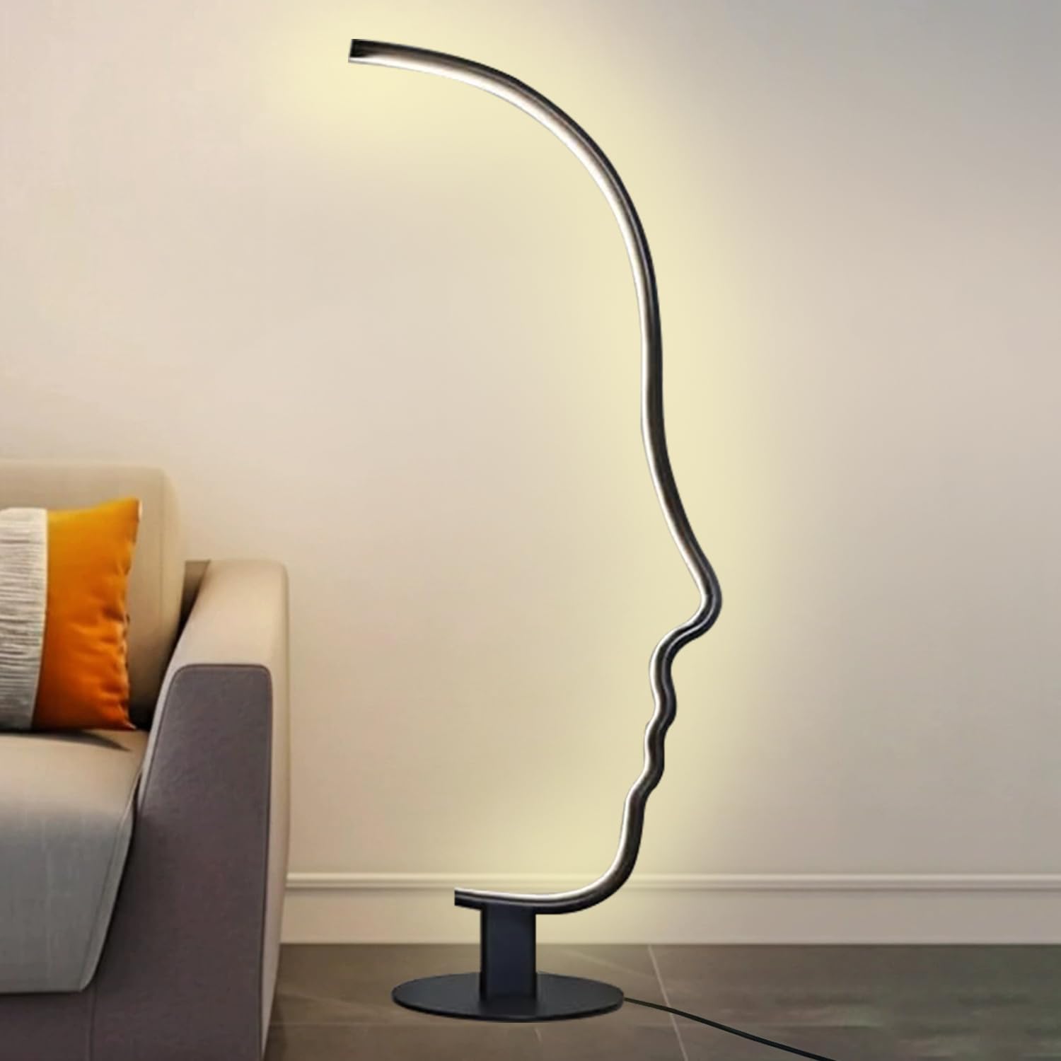 Smartway® William 26 Watt LED Floor Lamp | Human Face Figurine Design with Marble Base | 3 Color Modes | Modern Standing Lamp for Living Room, Bedroom & Office