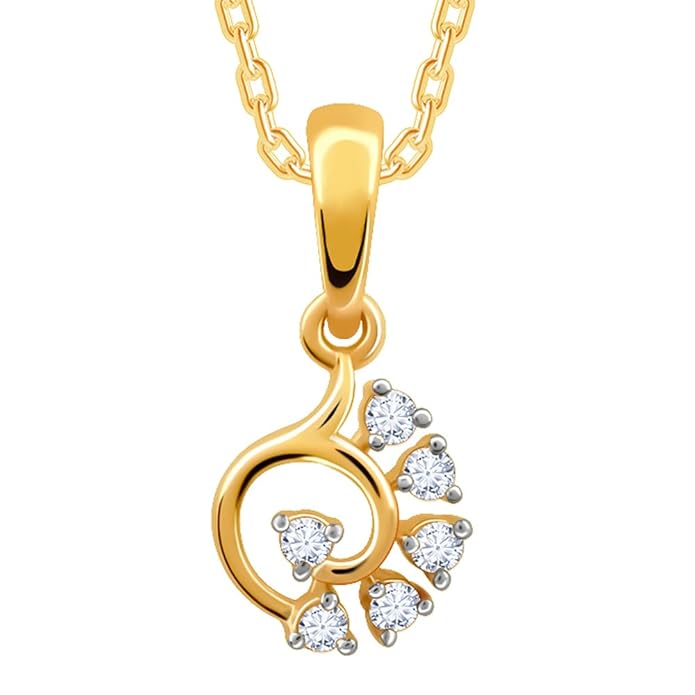 GIVA 14K Yellow Gold Unfurl Diamond Pendant - without chain| Gifts for Women | With Certificate of Authenticity and BIS-Hallmarked Gold Jewelry