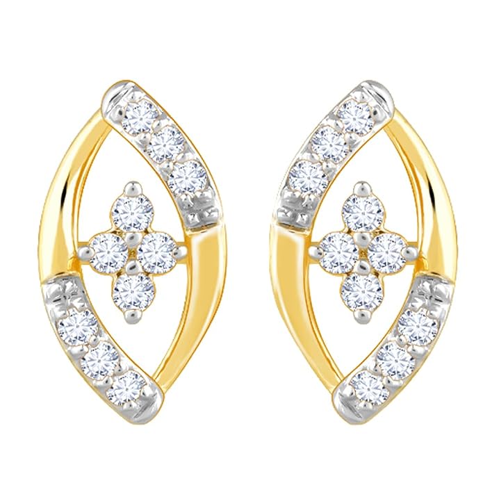 GIVA 14K Yellow Gold Ovate Diamond Earrings | Gifts for Women & Girls | With Certificate of Authenticity & BIS-Hallmarked Gold Jewellery