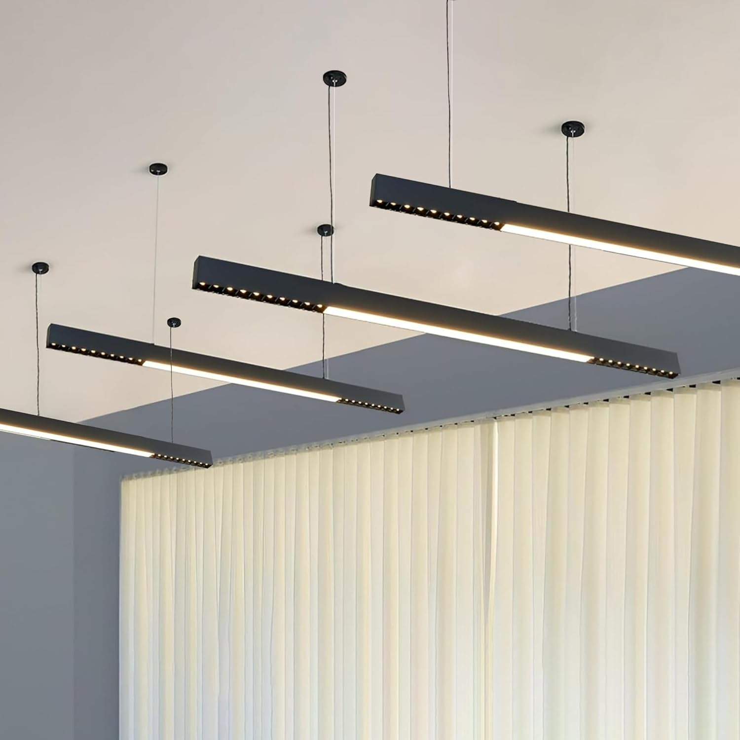 Smartway® Slant 40 Watt LED Pendant Hanging Light | Adjustable Black Hanging Light for Office Desk, Dining Room, Study Room & Home Décor | Cold White | 1-Year Warranty (Pack of 4)
