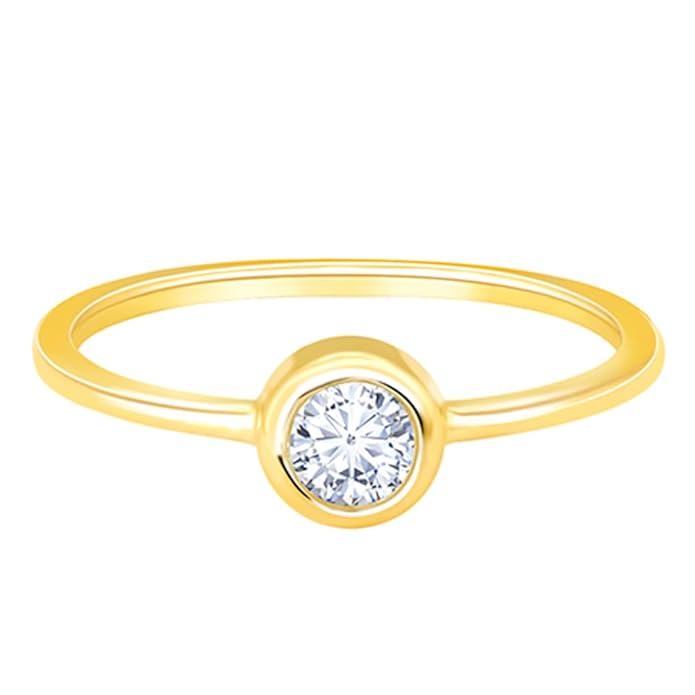 GIVA 14K Yellow Gold Precious Love Solitaire Diamond Ring,Fixed Size,Indian - 12, US - 6|Gold Gifts for Women & Girls| With Certificate of Authenticity & BIS-Hallmarked Gold Jewellery