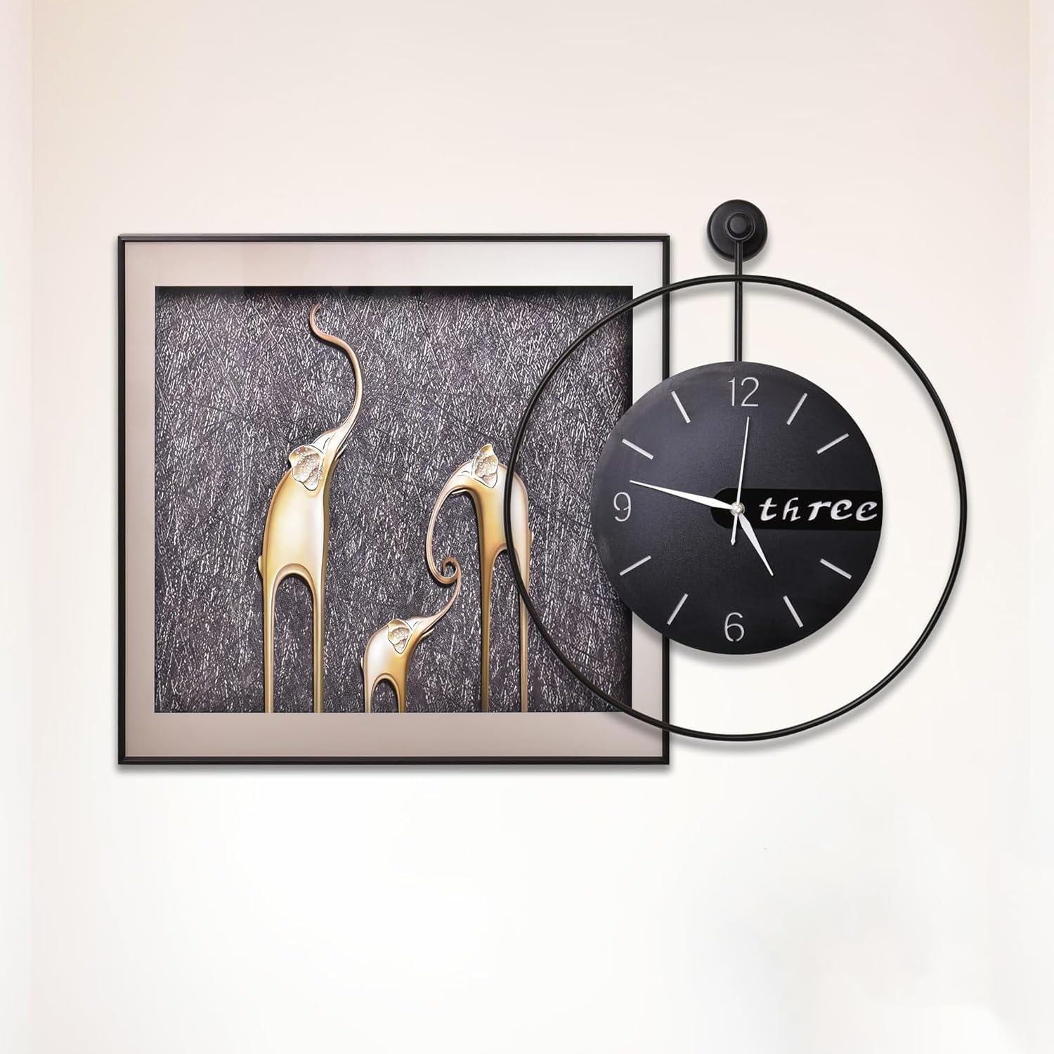 Smartway® Trace Modern Indoor LED Wall Clock Lamp | Decorative Elephant Wall Art | 3 Light Modes | Wall Clock with Ambient Lighting for Living Room, Bedroom, Bedside & Home Décor