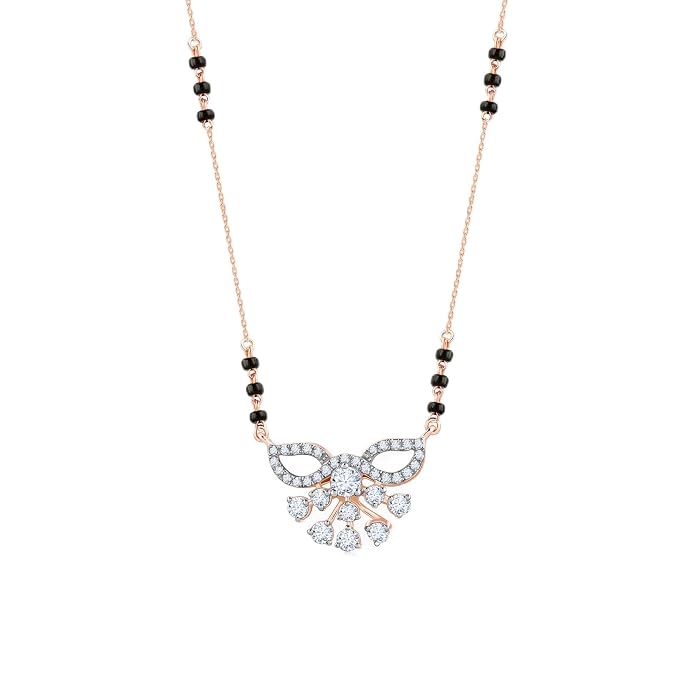 GIVA 14K Rose Gold Shruthi Lab Grown Diamond Mangalsutra|With Certificate of Authenticity & BIS-Hallmarked Gold Jewellery