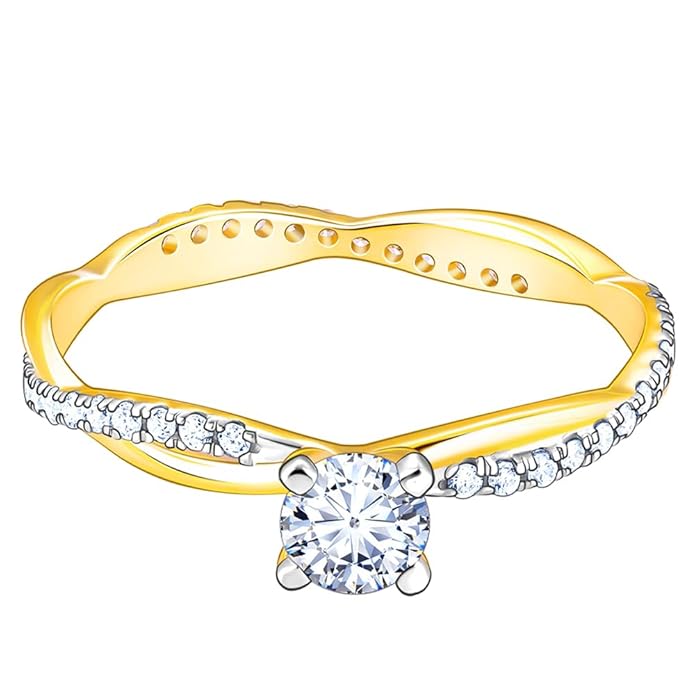 GIVA 14K Yellow Gold Bold Beauty Diamond Ring,Fixed Size,Indian - 12, US - 6|Gold Gifts for Women & Girls| With Certificate of Authenticity & BIS-Hallmarked Gold Jewellery