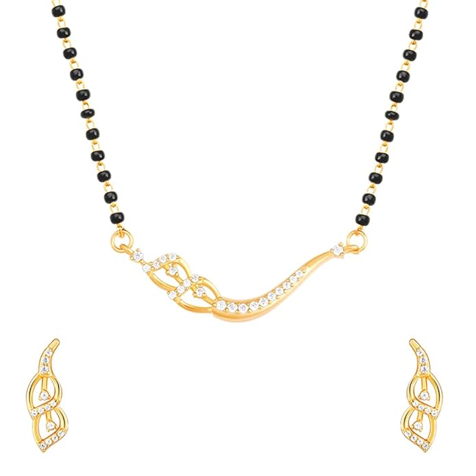 GIVA 925 Silver Golden Match Made In Heaven Mangalsutra Set|Gift for Girlfriend| With Certificate of Authenticity and 925 Stamp | 6 Months Warranty*