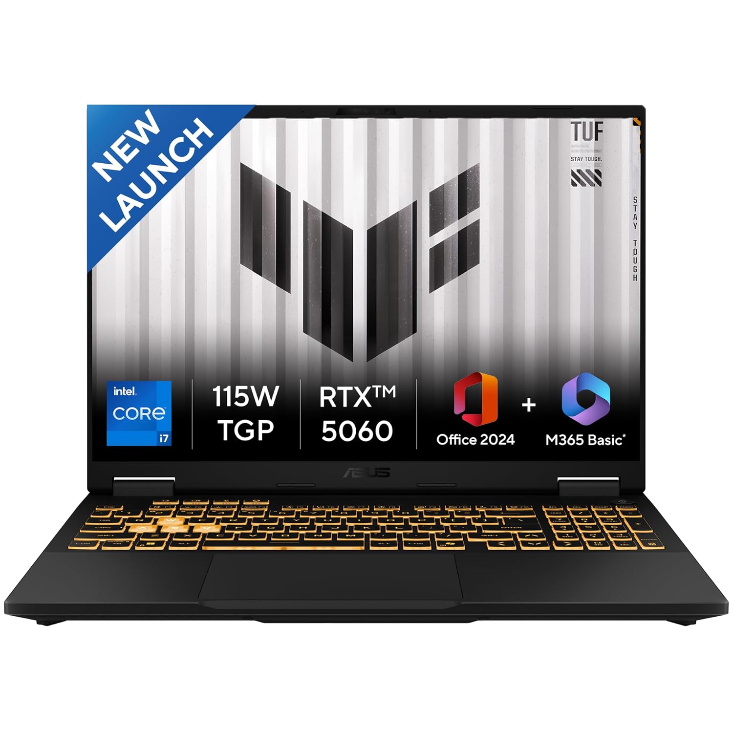 ASUS TUF F16, 14th Gen,Intel Core i7 14650HX,RTX 5060-8GB,16GB,1TB,FHD+,16",165Hz,90WHrs,Windows 11,M365 Basic (1Year)*,Office 2024,Jaeger Gray,2.2 Kg, FX608JMR-RV049WS, Gaming Laptop