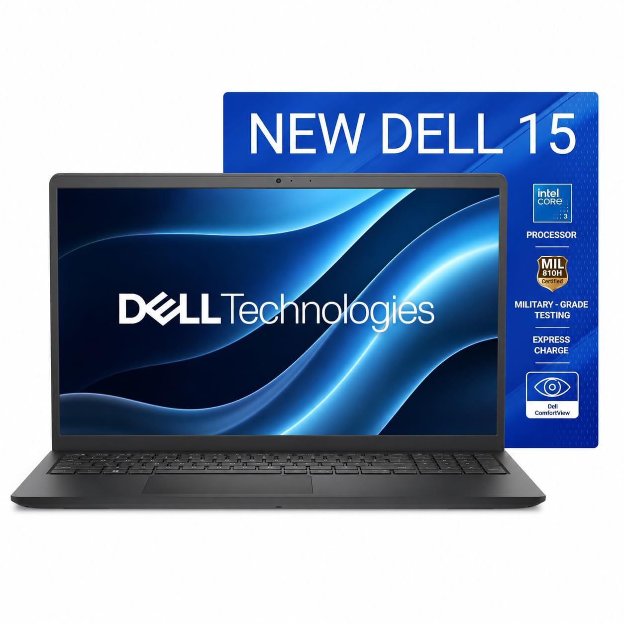 Dell 15 (Previously Inspiron) Laptop, 14th Gen Intel Core i3/Core 3 100U Processor, 8GB DDR4, 512 SSD, 15.6" FHD 120Hz IPS AG 250 nit Display, Win 11 + Office H&S 2024, Carbon Black, 1.63Kg