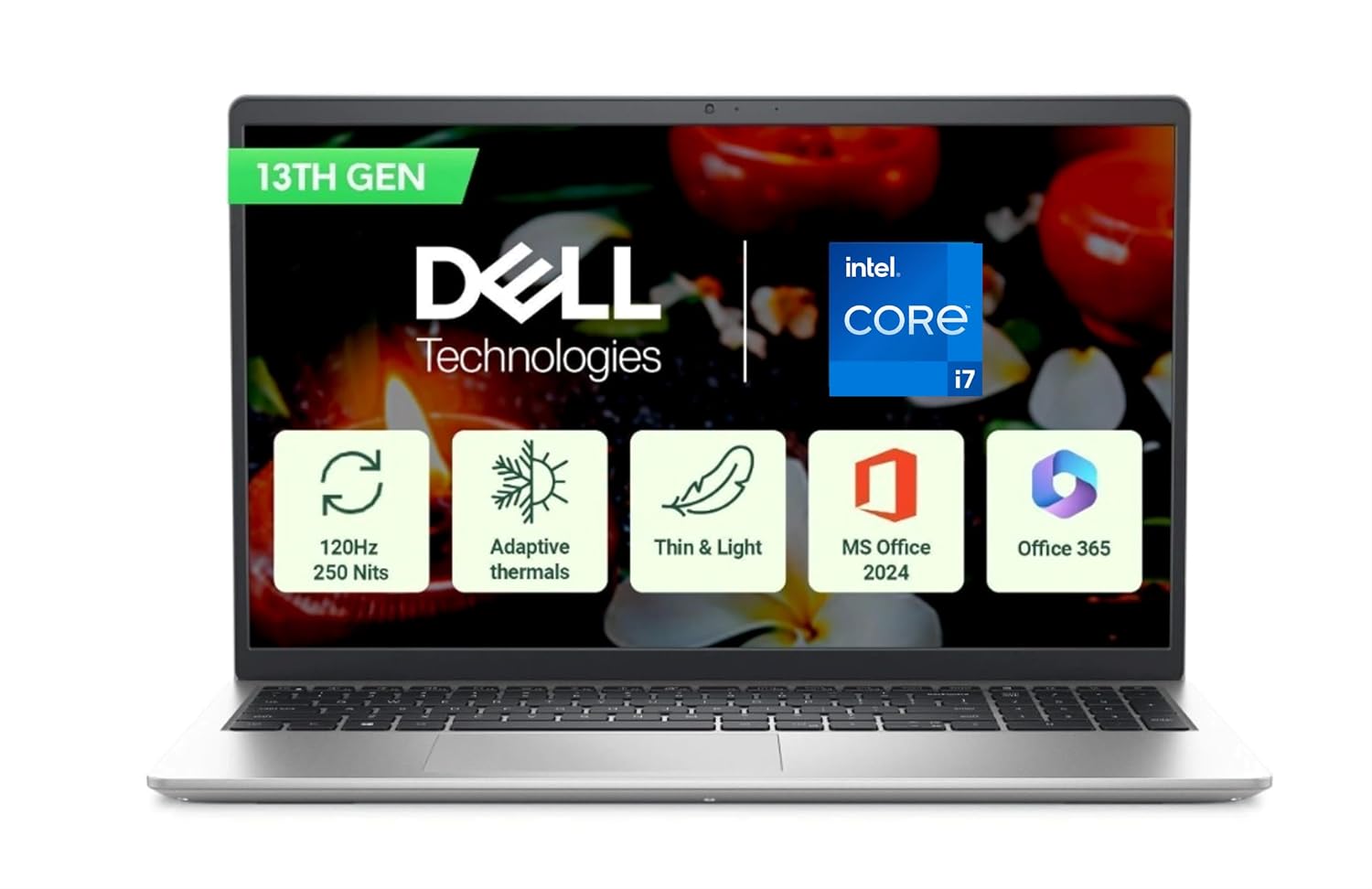 Dell 15 (Previously Inspiron) Laptop, 14th Gen Intel Core i3/Core 3 100U Processor, 8GB DDR4, 512 SSD, 15.6" FHD 120Hz IPS AG 250 nit Display, Win 11 + Office H&S 2024, Carbon Black, 1.63Kg