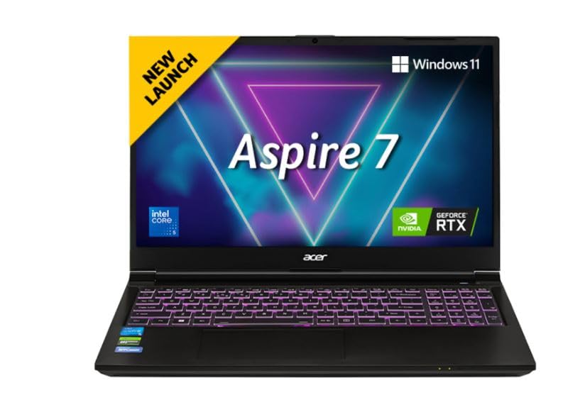 Acer Aspire 7 Intel Core 5 210H - (16 GB/512 GB SSD/Windows 11 Home/6 GB Graphics/NVIDIA GeForce RTX 4050) A715-79G Gaming Laptop (15.6 inch, Flame Black, 1.99 kg, with MS Office