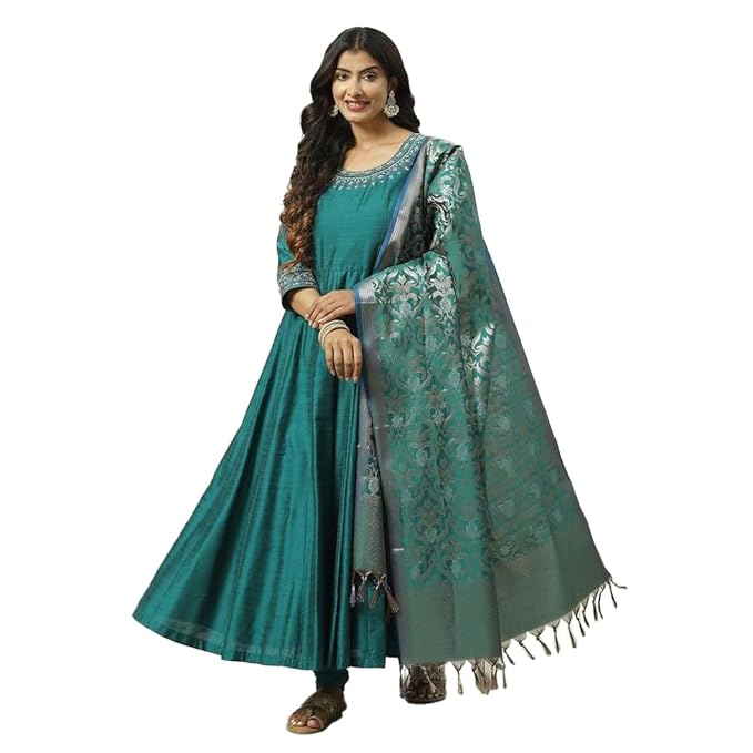 BIBA Women Poly Viscose Anarkali Kurta Churidar Suit Set
