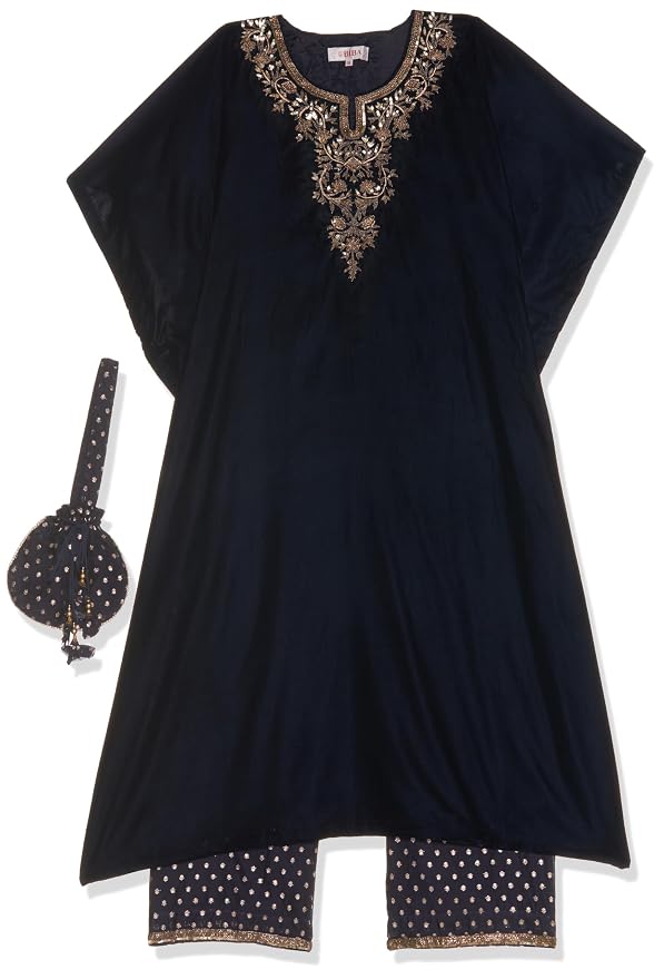BIBA Women Art Silk Front Open Embroidered Suit Set