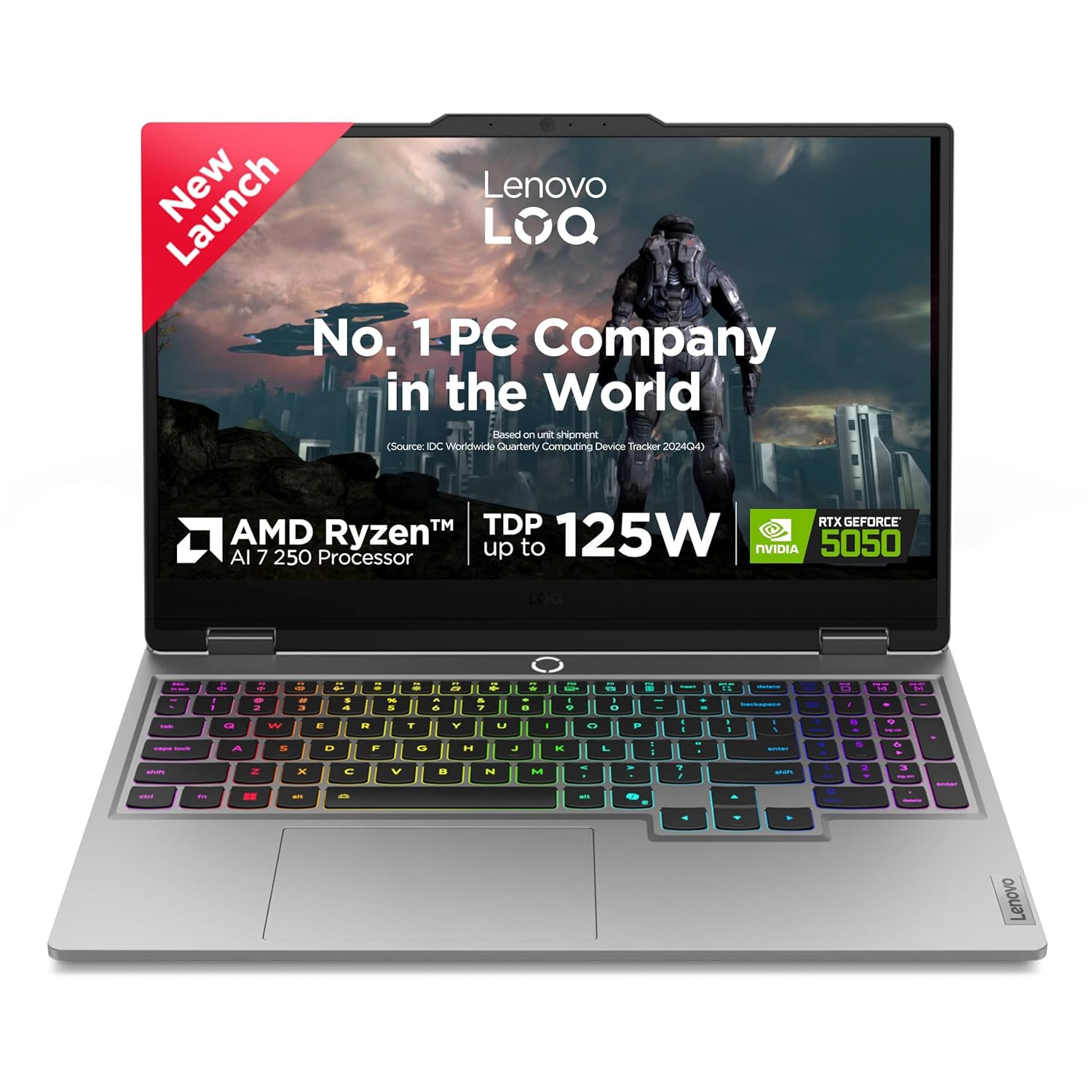 Lenovo LOQ 2025 AMD Ryzen 7 250| NVIDIA RTX 5050 8GB (16GB RAM/1TB SSD/144Hz Refresh Rate/440 AI TOPS/15.6" (39.6cm)/Windows 11/Office 2024/3 Mon. Game Pass/Grey/2.4Kg), 83JG008KIN