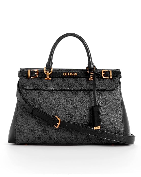 Guess Women Grey PU Printed Satchel Bag