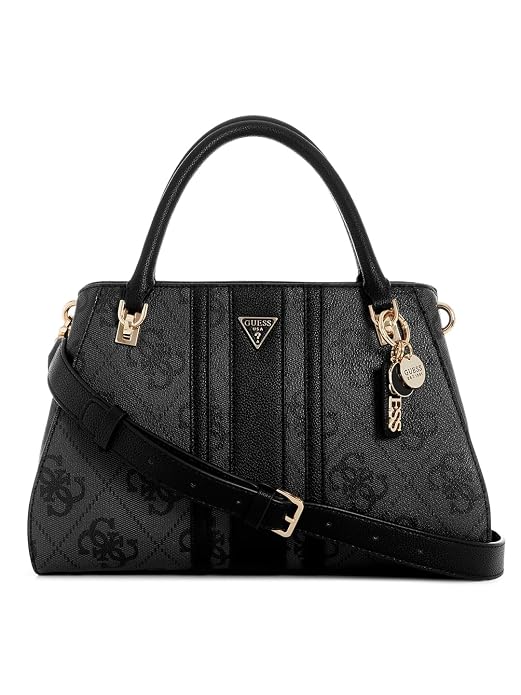 Guess Charcoal Grey Printed Noelle II Luxury Satchel Bag